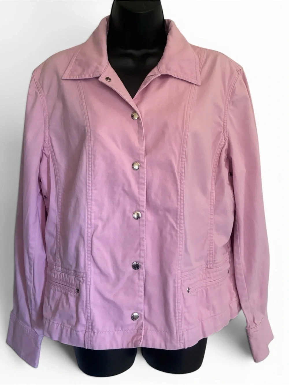 Vintage Y2K 90s Preppy Soft Girl Coastal Grandma Pink Button-Front Jacket Sz M